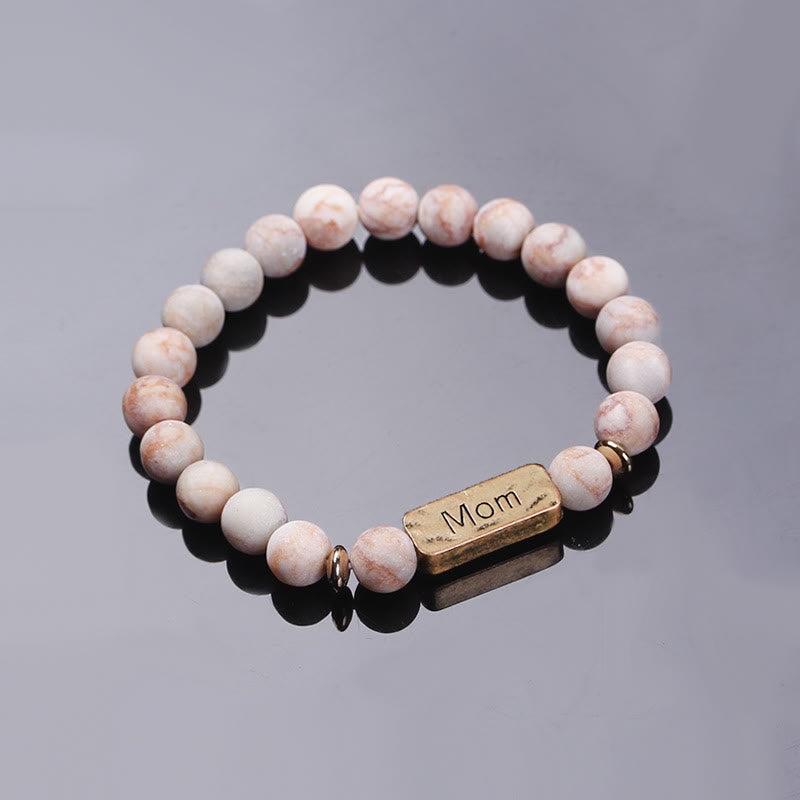 Olivenorma Natural Gemstone Mom Patience Engraving Bracelet - Grey Emperor Stone - image 5