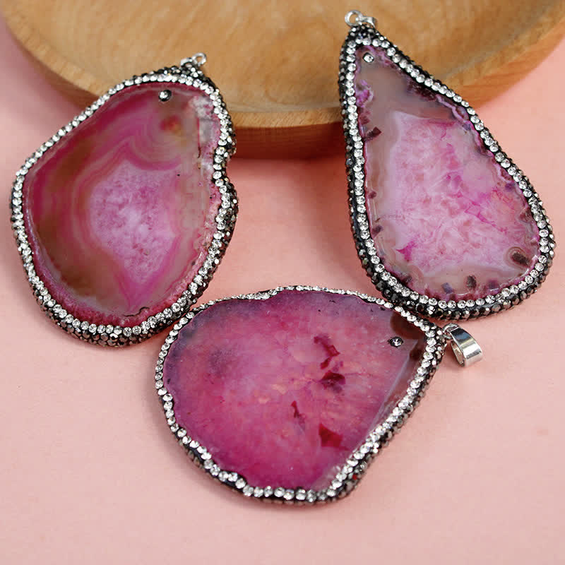 Olivenorma Ornate Natural Crystal Geode Necklace  - Pink Crystal - image 7