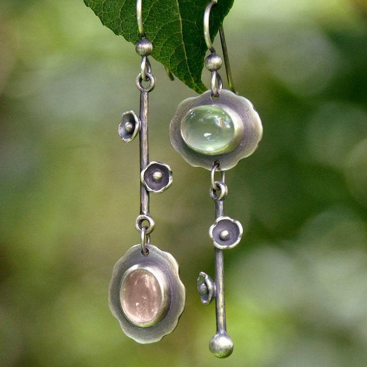 Olivenorma Retro Crystal Purification Earrings - Peridot+Rose Quartz - image 6