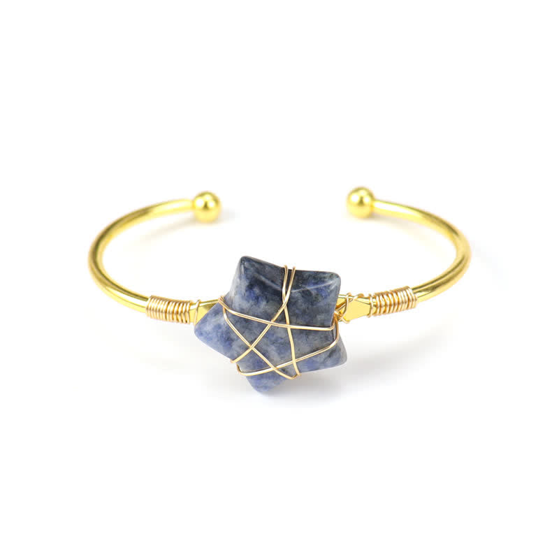 Olivenorma Gold Wire Wrapped Star Shape Gemstone Bracelet - Sodalite - image 11