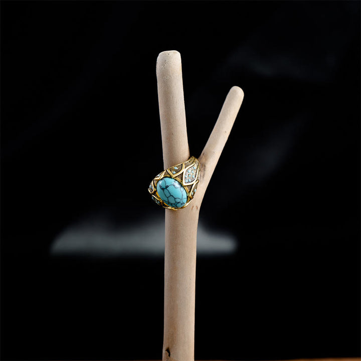 Olivenorma Light Luxury Vintage Turquoise Ring - image 1