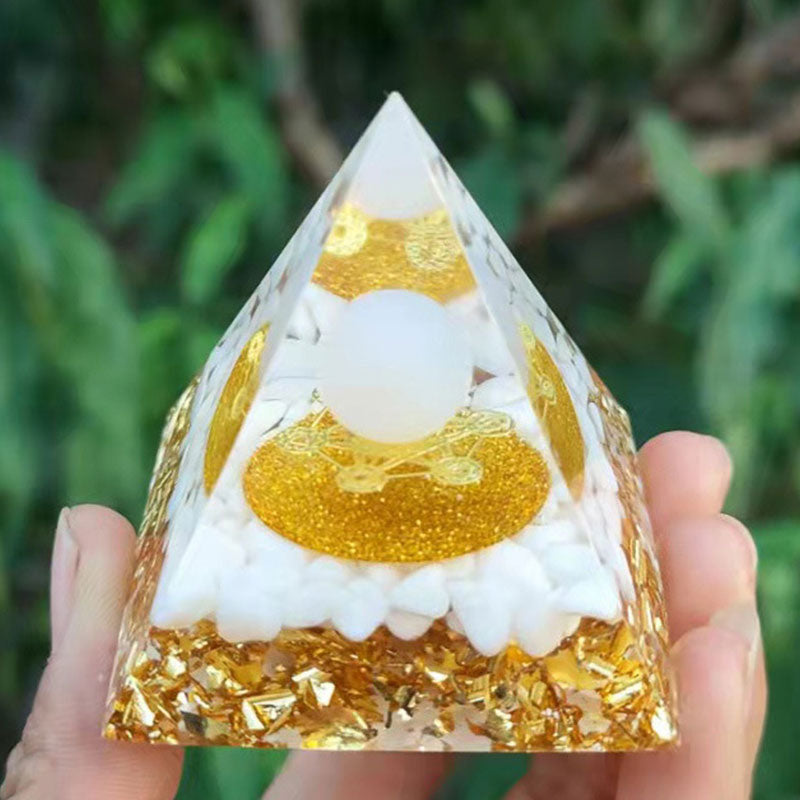 Olivenorma White Agate Clear Quartz Metatron's Cube Symbol Orgone Pyramid - image 1