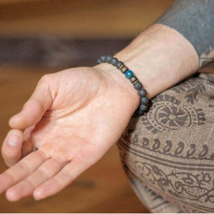 Olivenorma Natural Stone 8mm Wooden Beads Energy Men Bracelet - image 6