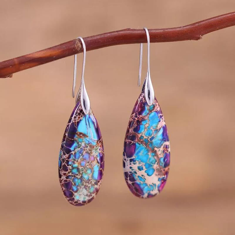 Olivenorma Drop Shape Emperor Stone Earrings - Purple Emperor Stone - image 0