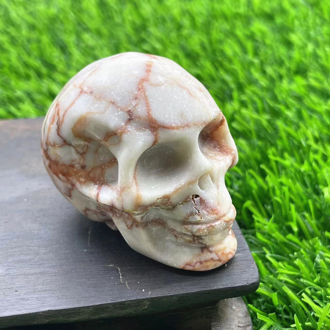 Olivenorma 5cm Carved Natural Crystal Skull Gemstone Decoration - Rhodochrosite - image 22