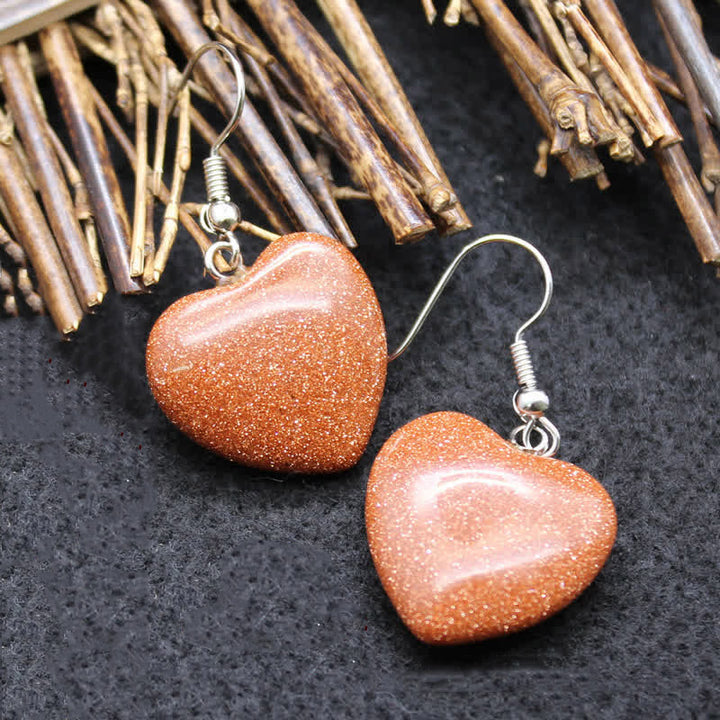 Natural Crystal Heart Healing Earrings - Sandstone - image 18