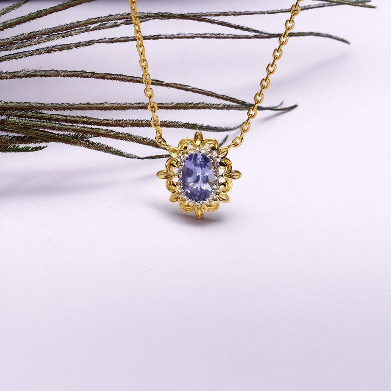 Olivenorma Sapphire European Style Retro Simple Pendant Necklace - image 2