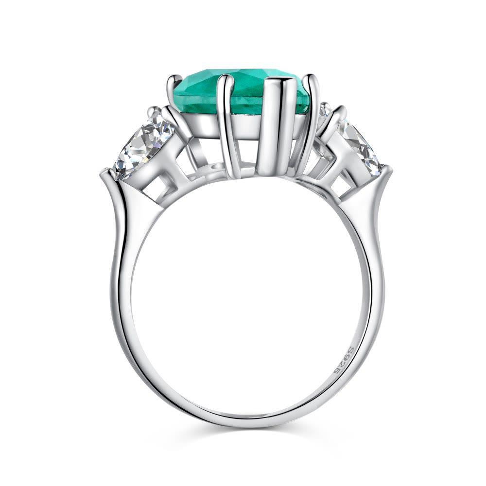 Olivenorma Paraiba Tourmaline White Zircon Exquisite Ring - image 12