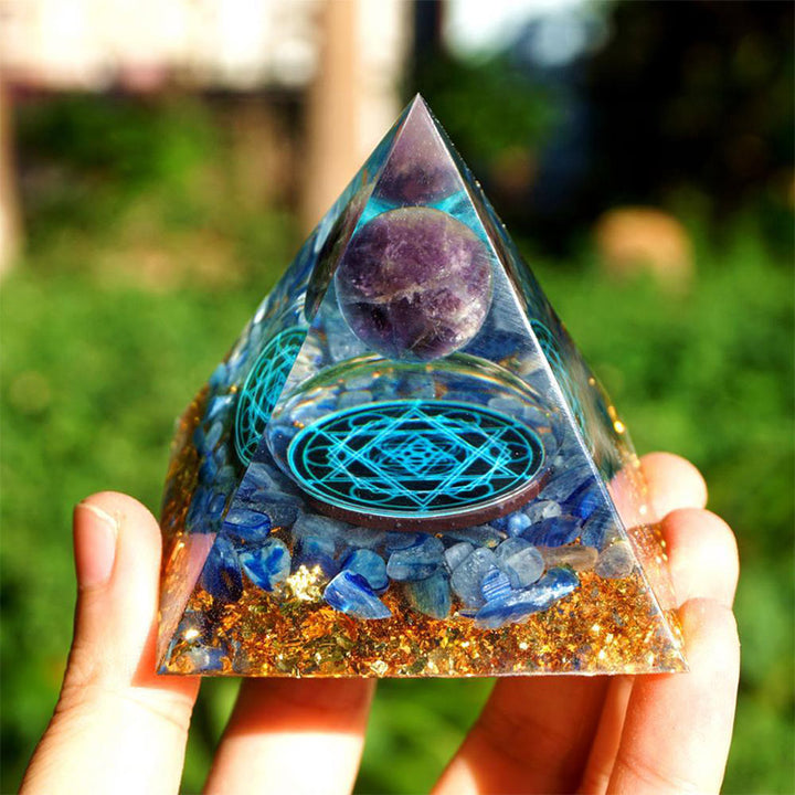 Amethyst with Kyanite Natural Orgone Pyramid - image 1