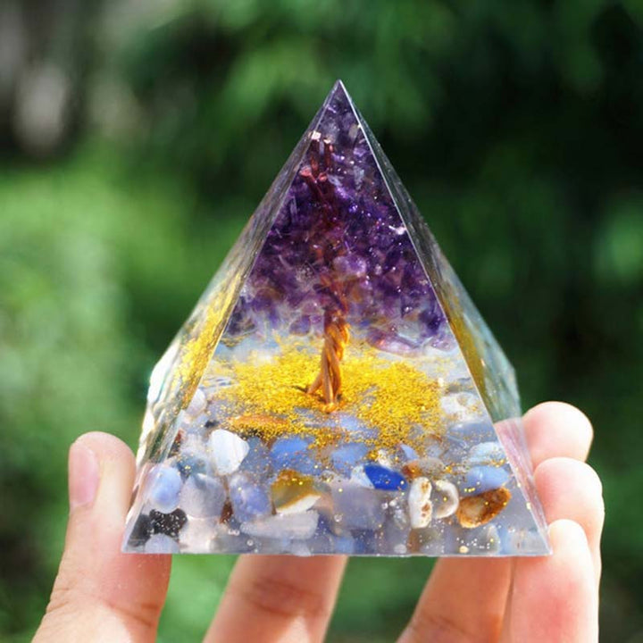 Olivenorma Amethyst Blue Lace Agate Tree Of Life Orgone Pyramid - 10*10cm - YES PLEASE $8 - image 0
