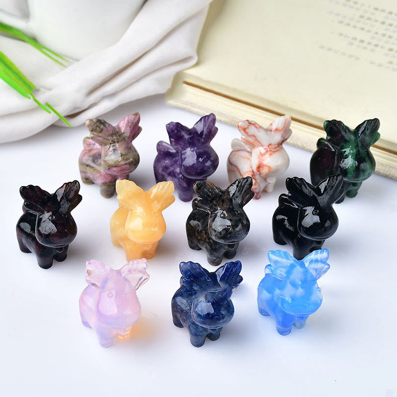 Olivenorma Natural Crystal Christmas Elk Carving Crafts Gemstone Decoration - image 0