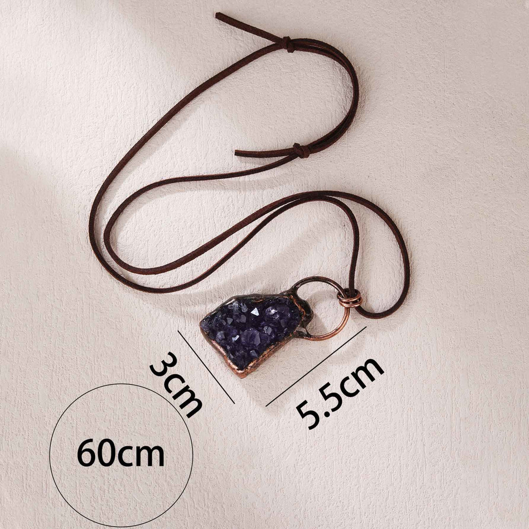 OlivenormaNatural Rough Stone Irregular Pendant Leather Rope Necklace - image 19