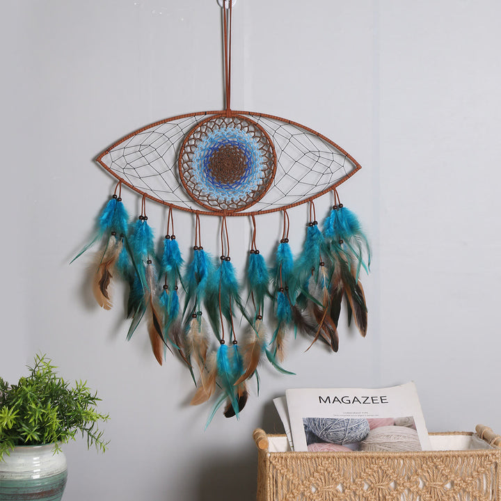 Olivenorma Evil Eye Green Brown Feathers Dream Catcher - image 6