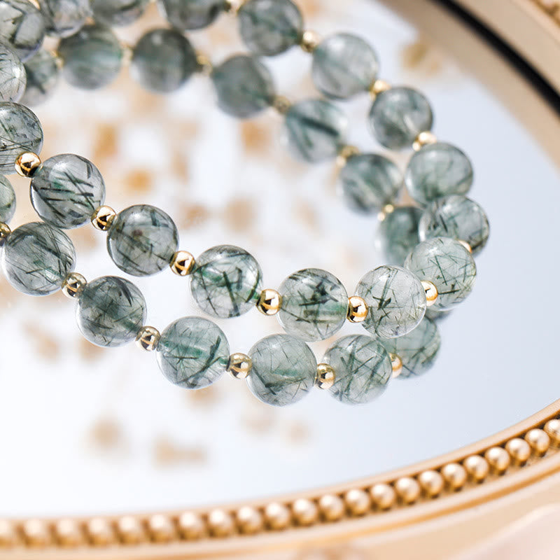 Olivenorma Green Strawberry Rutilated Quartz Tree of Life Bracelet Set - image 4