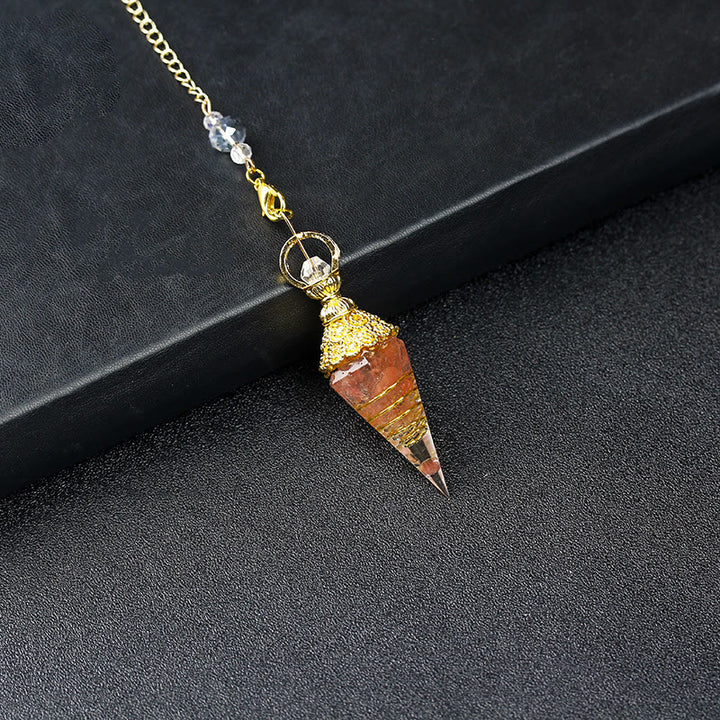 Olivenorma Natural Crystal Resin Hexagonal Pyramid Pendulum - Strawberry Quartz - image 61