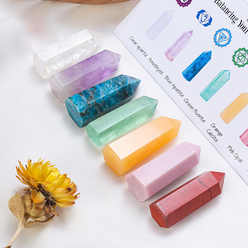 Olivenorma Chakra Raw Stone Decoration Set Crystal Wands - image 6