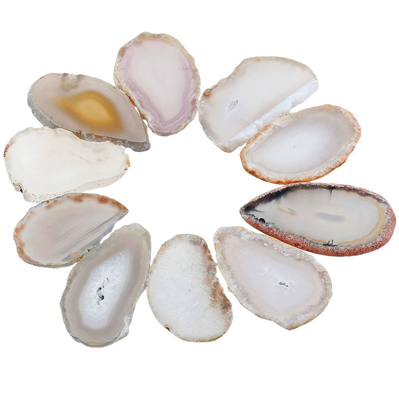 Olivenorma Natural Sliced Agate Gemstone Decoration - White Agate - image 8