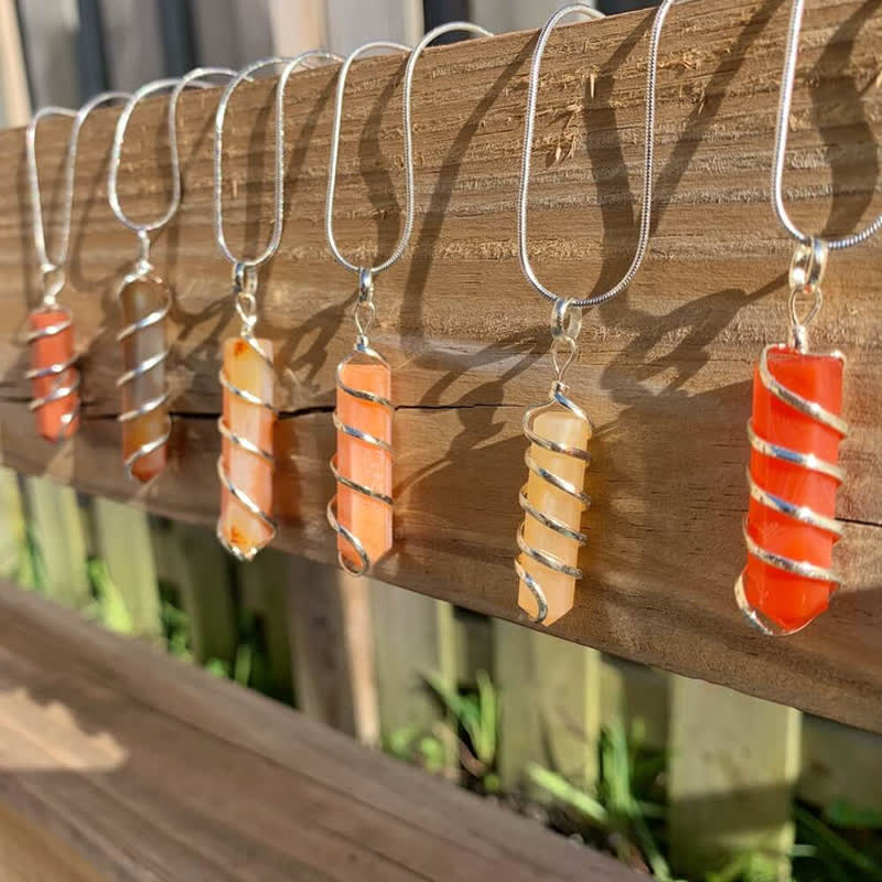 Olivenorma Carnelian Hexagonal Prism Bullet Head Crystal Necklace - image 6