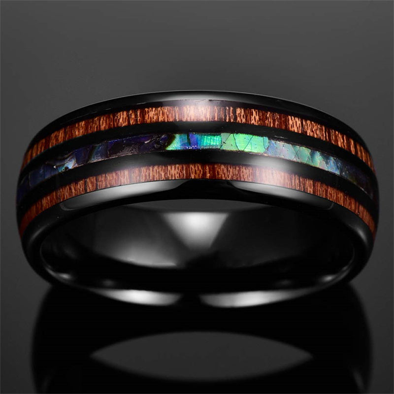 Olivenorma Koa Wood and Abalone Shell Tungsten Carbide Ring - image 14