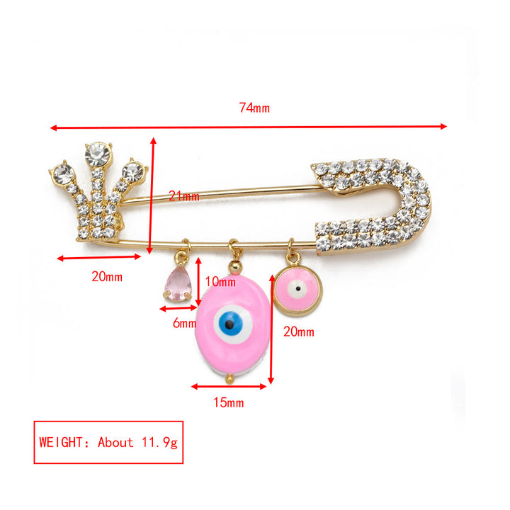 Olivenorma White Zircon Evil Eye Heart Brooch - White Zircon&Pink Zircon - image 10