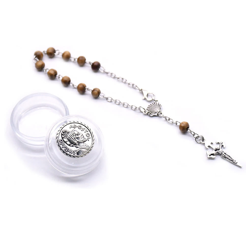 Olivenorma 6mm Wooden Bead Rosary Cross Bracelet - image 5