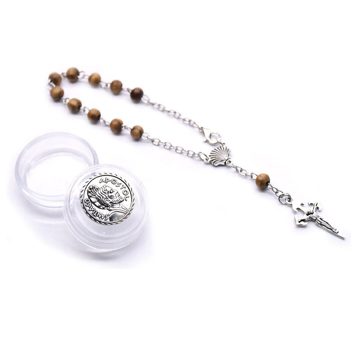 Olivenorma 6mm Wooden Bead Rosary Cross Bracelet - image 5