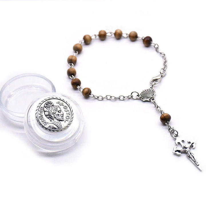 Olivenorma 6mm Wooden Bead Rosary Cross Bracelet - image 6