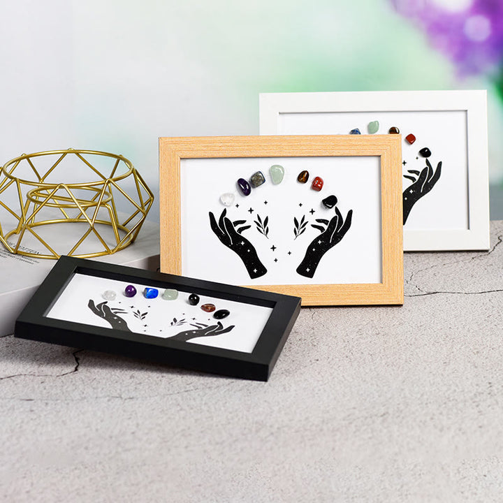 Olivenorma Hands Chakra Stone Crystal Wooden Photo Frame Decoration - image 8