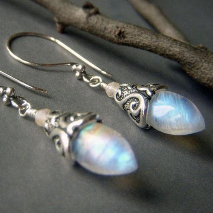 Olivenorma Hook Royal Style Moonstone Dangle Earrings - image 2