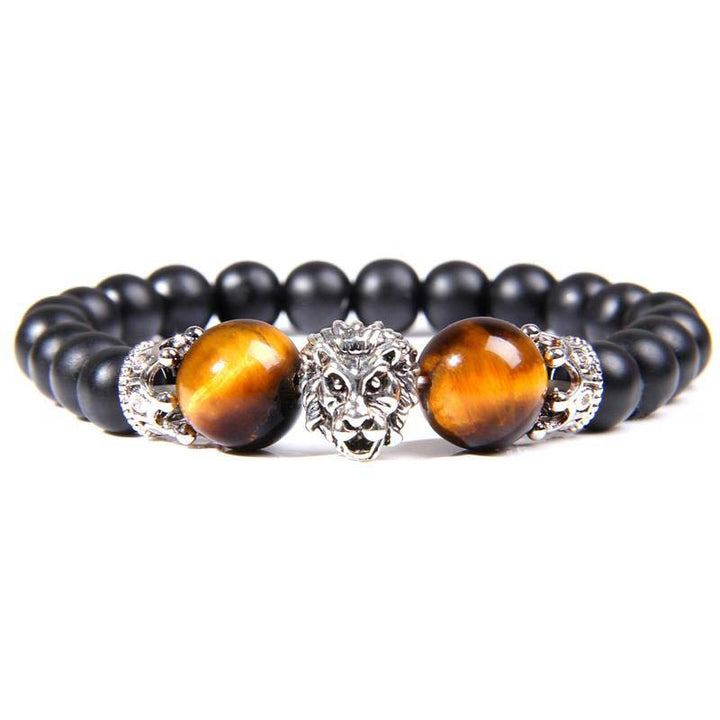 Olivenorma Natural Crystal Stone Lion Symbol Bracelet - Black Tourmaline&Tiger Eye - Silver - image 7
