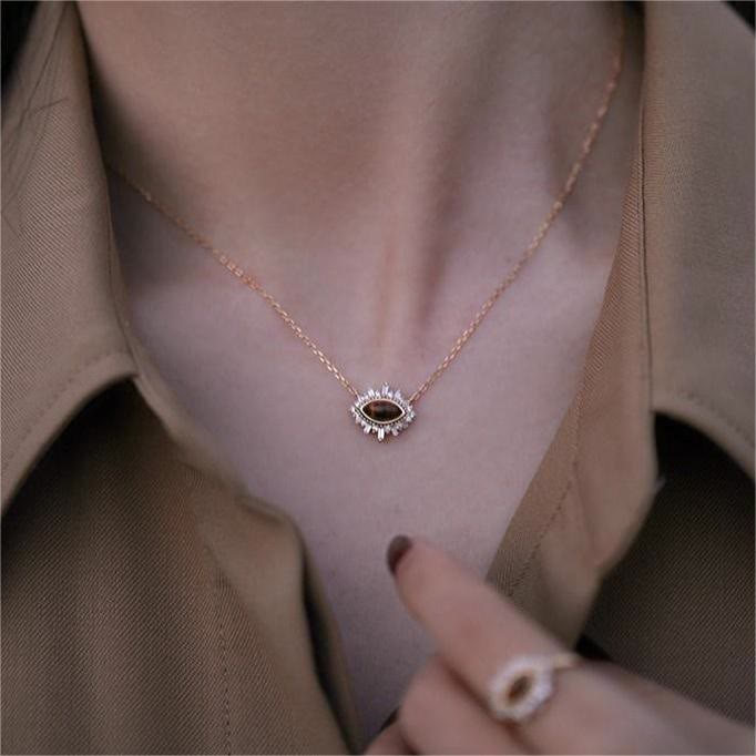 Olivenorma Natural Tiger Eye Palace Style Clavicle Necklace - image 4