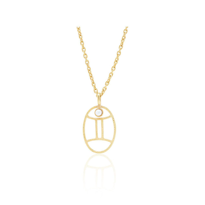 Olivenorma Hollow Zodiac Rune Birthstone Necklace - Gemini &Pearl - image 4