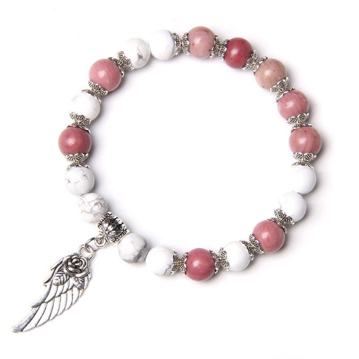 Olivenorma "Peace Energy" - Colors Crystal Agate Wing Bracelet - Rhodonite&White Turquoise - image 8