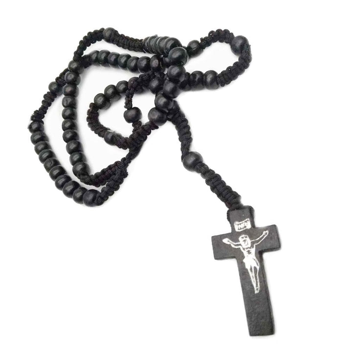 Olivenorma Cross Wooden Mala Bead Rosary Necklace - image 2