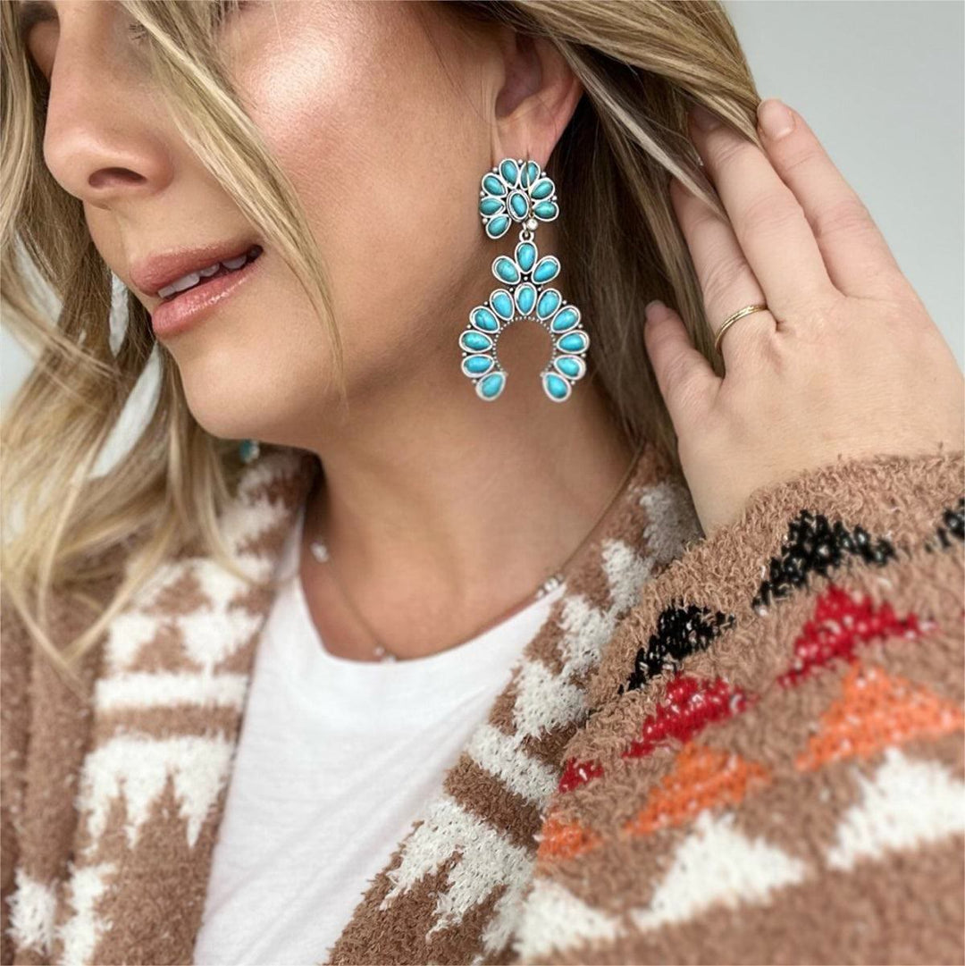 Olivenorma Chunky Turquoise Drop Bohemia Earrings - image 2