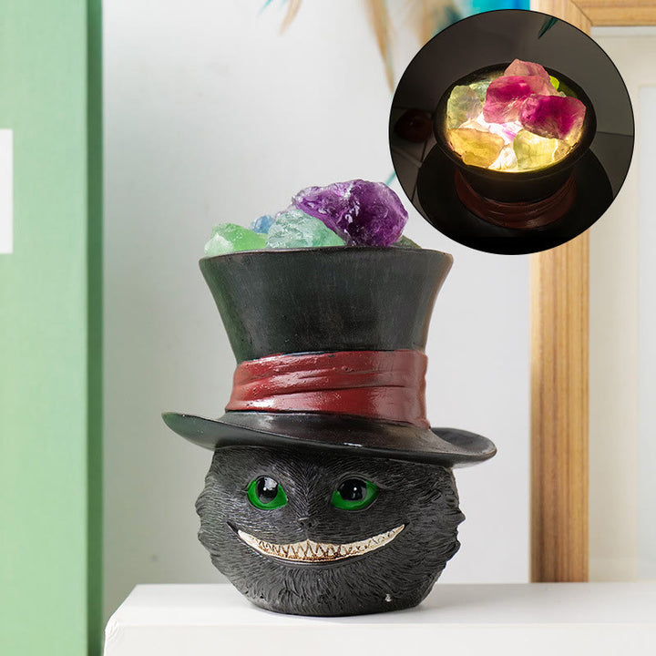 Olivenorma Natural Fluorite Hat Black Cat Crystal Lamp - Colored Fluorite - image 4