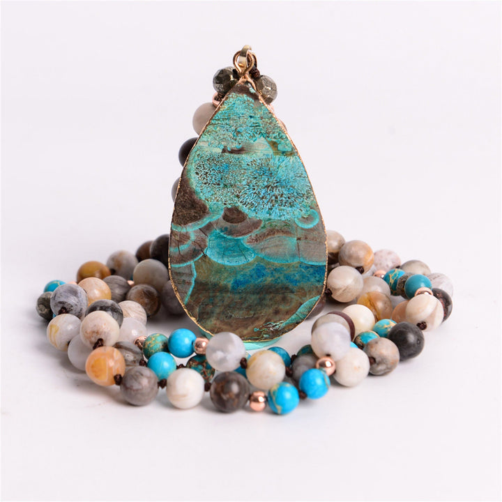 Olivenorma Handmade Natural African Turquoise Bead Necklace - African Turquoise - image 0