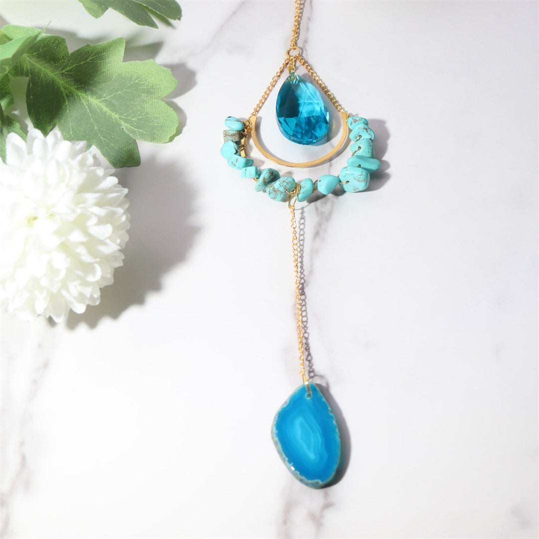 Olivenorma Crystal Suncatchers Moon Boho Decor Wind Chime - Turquoise&Blue Chalcedony - image 17