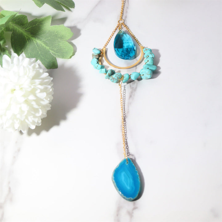Olivenorma Crystal Suncatchers Moon Boho Decor Wind Chime - Turquoise&Blue Chalcedony - image 17