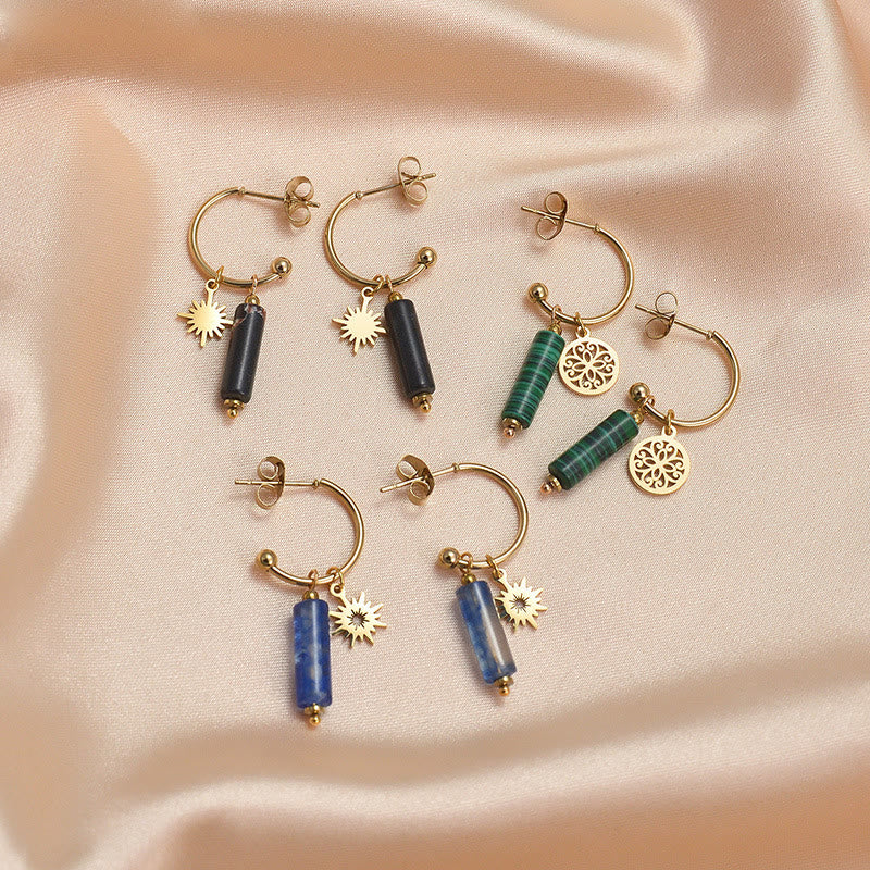 Olivenorma Natural Stone Pillar Pendant 14k Stainless Steel Earrings - image 0