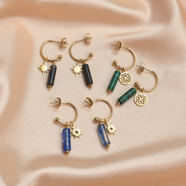 Olivenorma Natural Stone Pillar Pendant 14k Stainless Steel Earrings - image 0