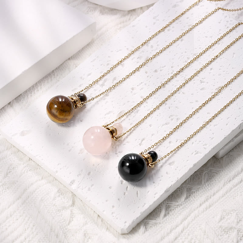 Olivenorma Round Stone Perfume Bottle Pendant Pendants Necklace - image 14