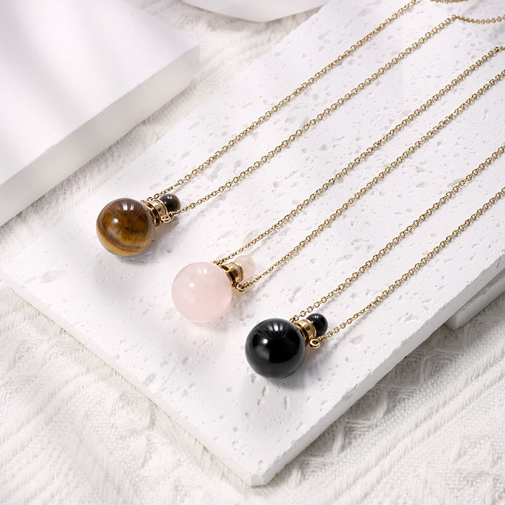 Olivenorma Round Stone Perfume Bottle Pendant Pendants Necklace - image 14