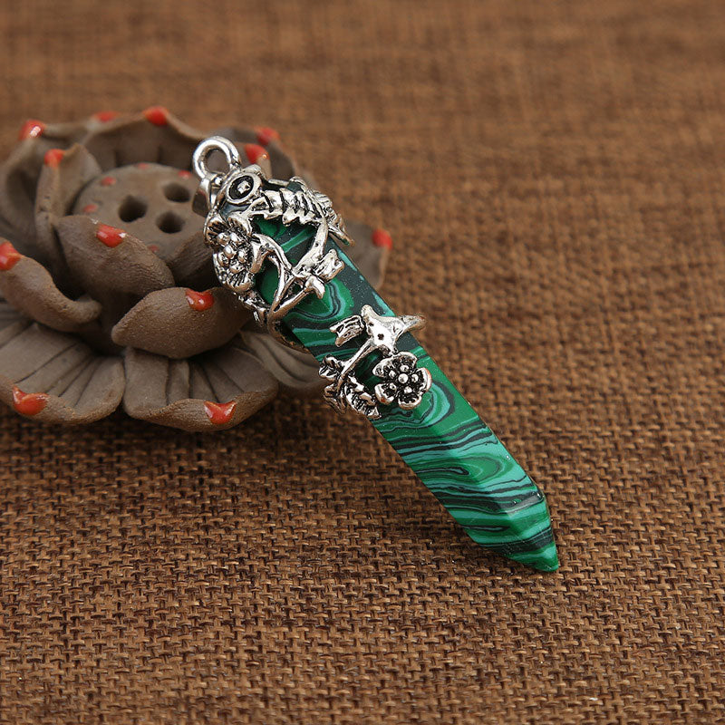 Olivenorma Natural Stone Rose Spiritual Healing Necklace - Malachite - image 0