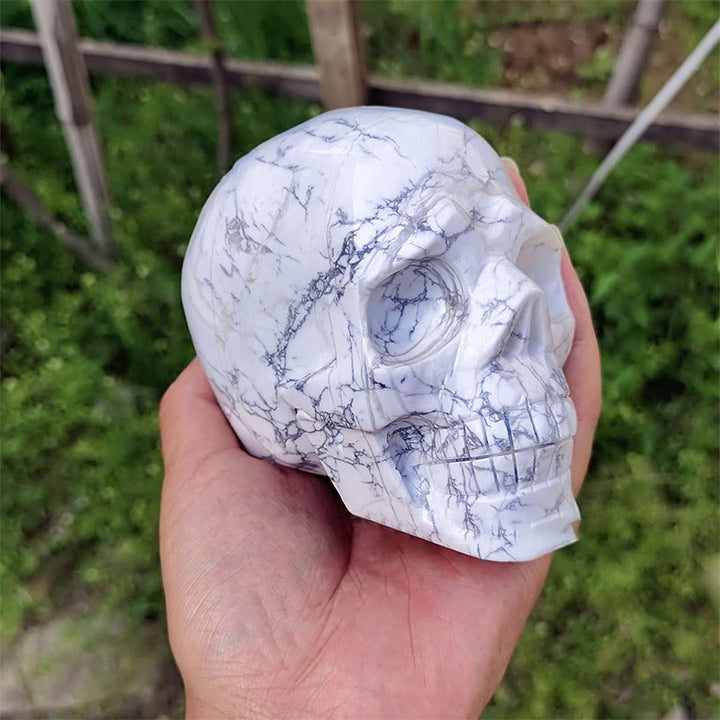 Olivenorma 10cm Natural White Turquoise Gemstone Decoration Crystal Skull - White Turquoise - image 0
