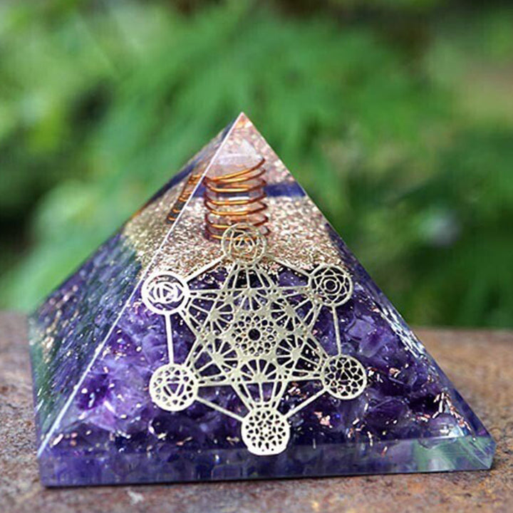Olivenorma Clear Crystal Pillar Metatron's Cube Orgone Pyramid - Amethyst&Clear Crystal - YES PLEASE $8 - image 0