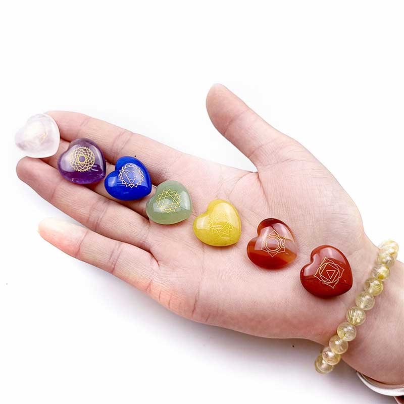 7 Chakra Stones Heart-shaped Crystal Set - image 3