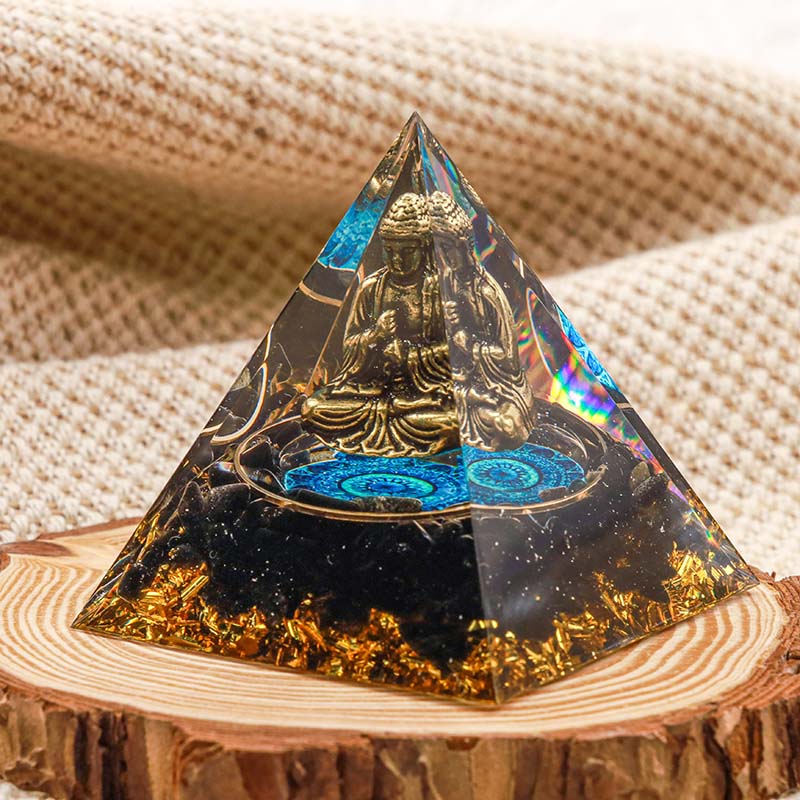 Olivenorma Obsidian Buddha Protection Orgone Pyramid - image 3