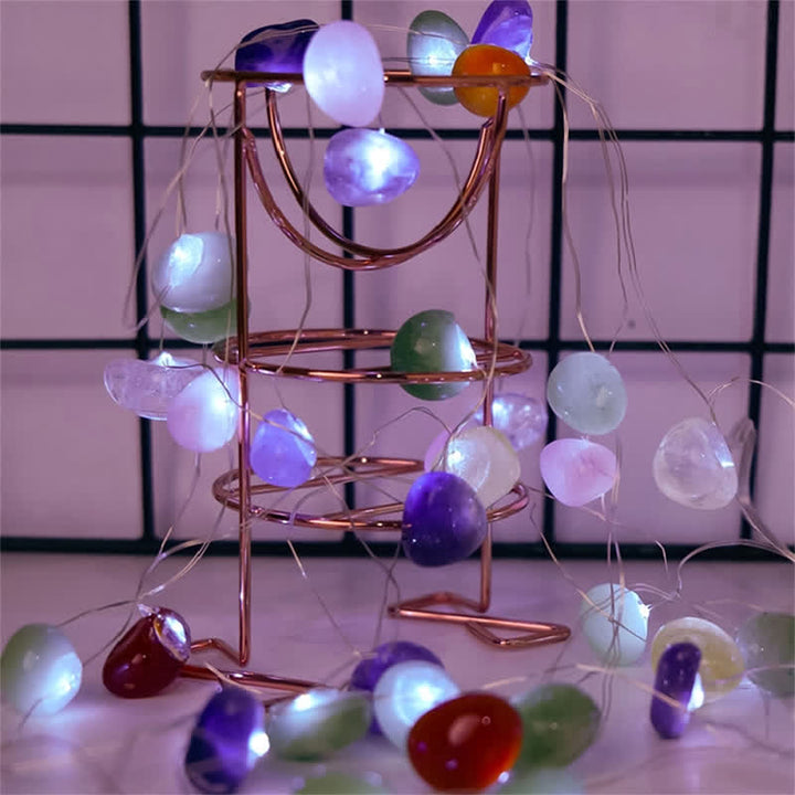 Olivenorma Natural Crystal Polished Stones Lamp Christmas Atmosphere Decoration - Colourful Crystals - image 0