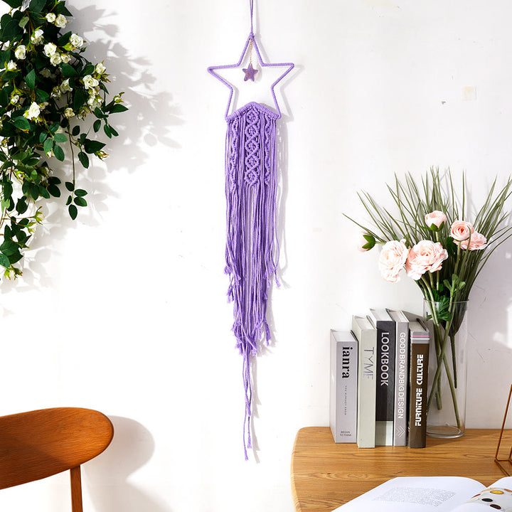 Olivenorma Star Moon Macrame Tassel Dream Catcher - Charoite - Star - With Lights - image 32